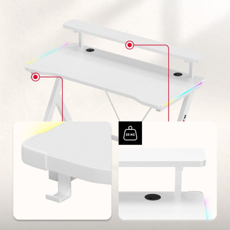 Huzaro Hero 1.9 RGB White 120 cm gaming desk - image 15