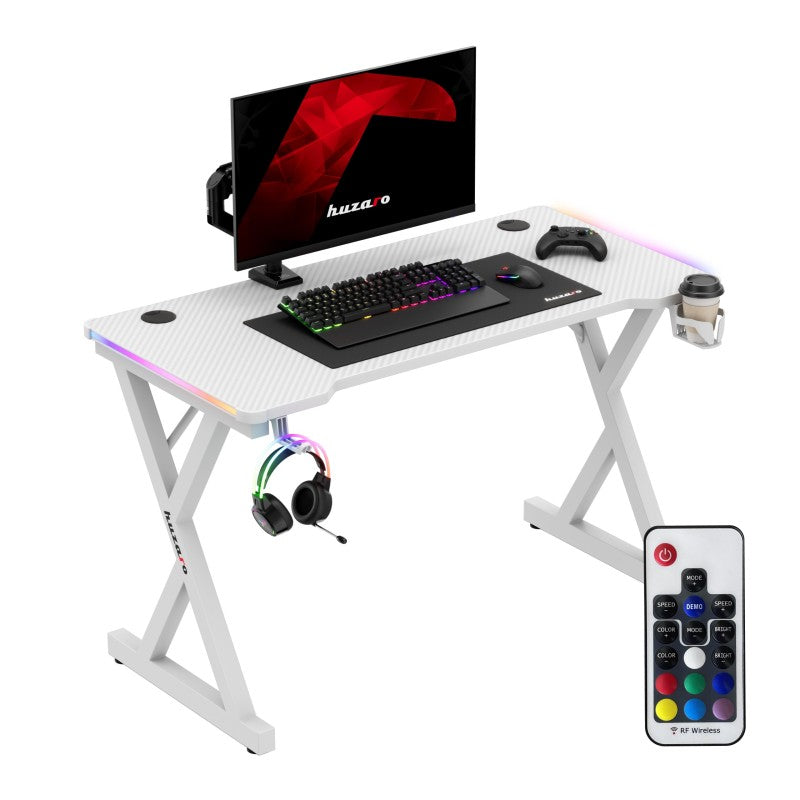 Huzaro Hero 2.3 RGB White 120 cm gaming desk - image 1