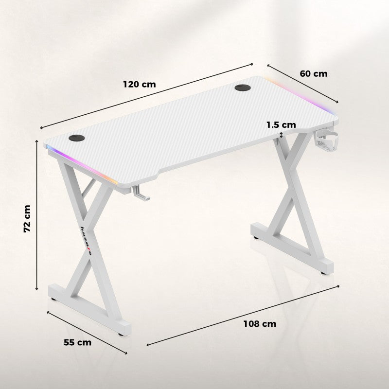 Huzaro Hero 2.3 RGB White 120 cm gaming desk - image 9