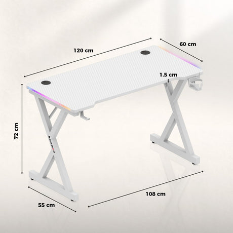 Huzaro Hero 2.3 RGB White 120 cm gaming desk - image 9