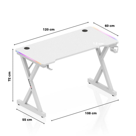 Huzaro Hero 2.3 RGB White 120 cm gaming desk - image 10
