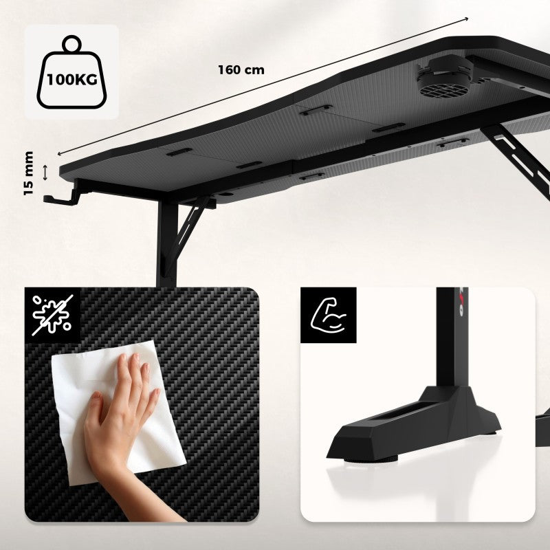 Huzaro Hero 4.6 Black 160 cm gaming desk - image 5