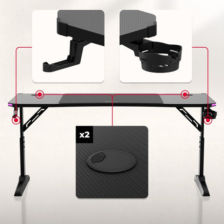 Huzaro Hero 4.6 RGB Black 160 cm gaming desk - image 7
