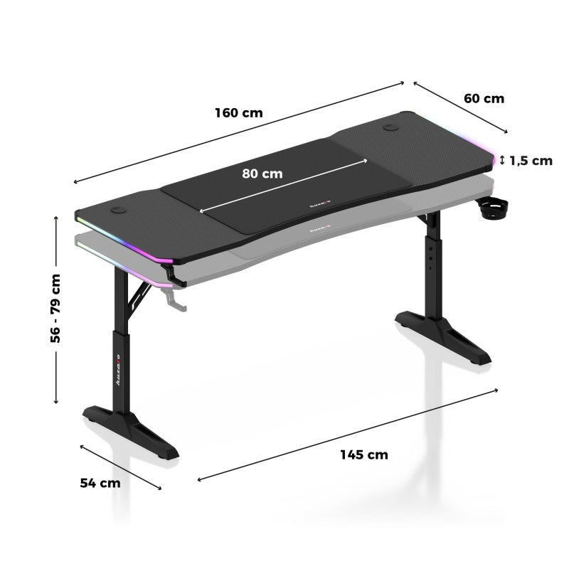Huzaro Hero 4.6 RGB Black 160 cm gaming desk - image 21
