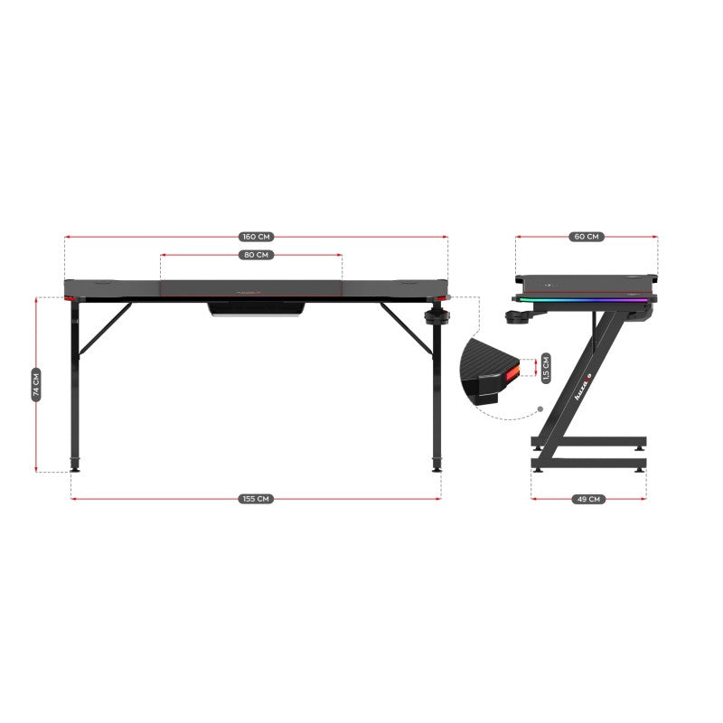Huzaro Hero 4.8 RGB 160 cm gaming desk - image 19