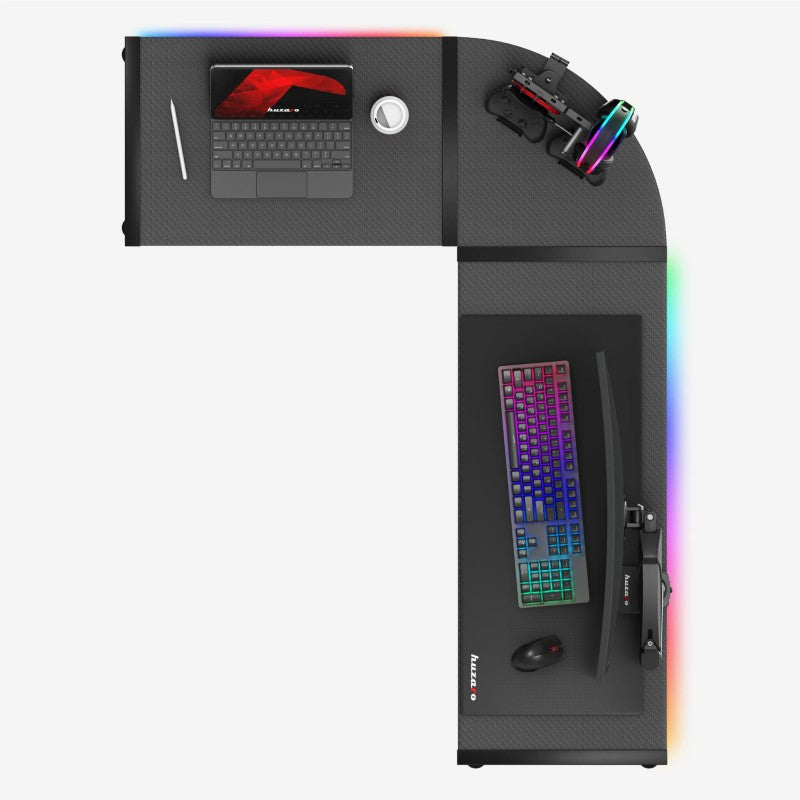 Huzaro Hero 6.0 RGB Black 147 cm corner gaming desk - image 3