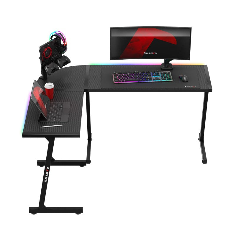 Huzaro Hero 6.0 RGB Black 147 cm corner gaming desk - image 9