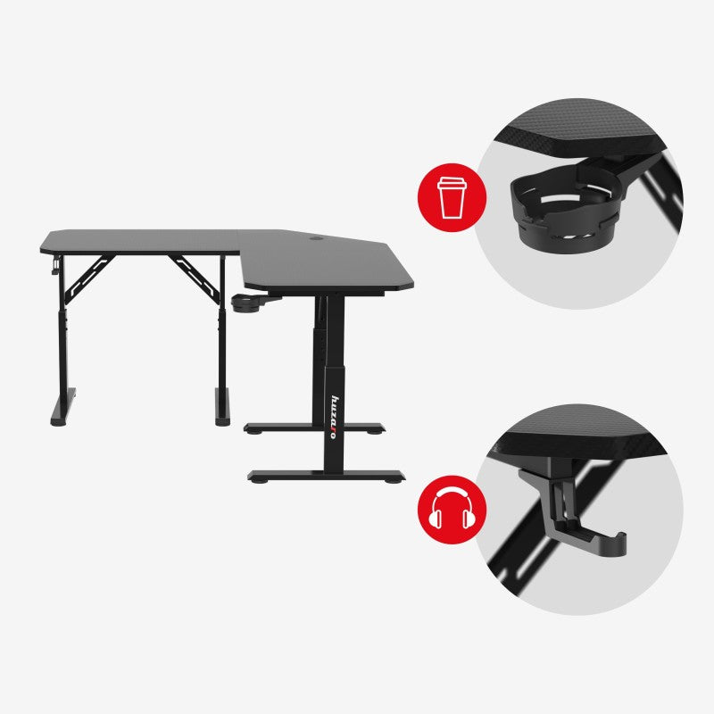 Huzaro Hero 7.3 Black 140 cm adjustable corner gaming desk - image 12
