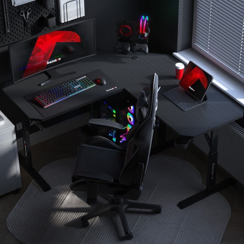 Huzaro Hero 7.3 Black 140 cm adjustable corner gaming desk - image 21