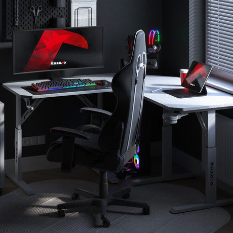 Huzaro Hero 7.3 White 140 cm adjustable corner gaming desk - image 4