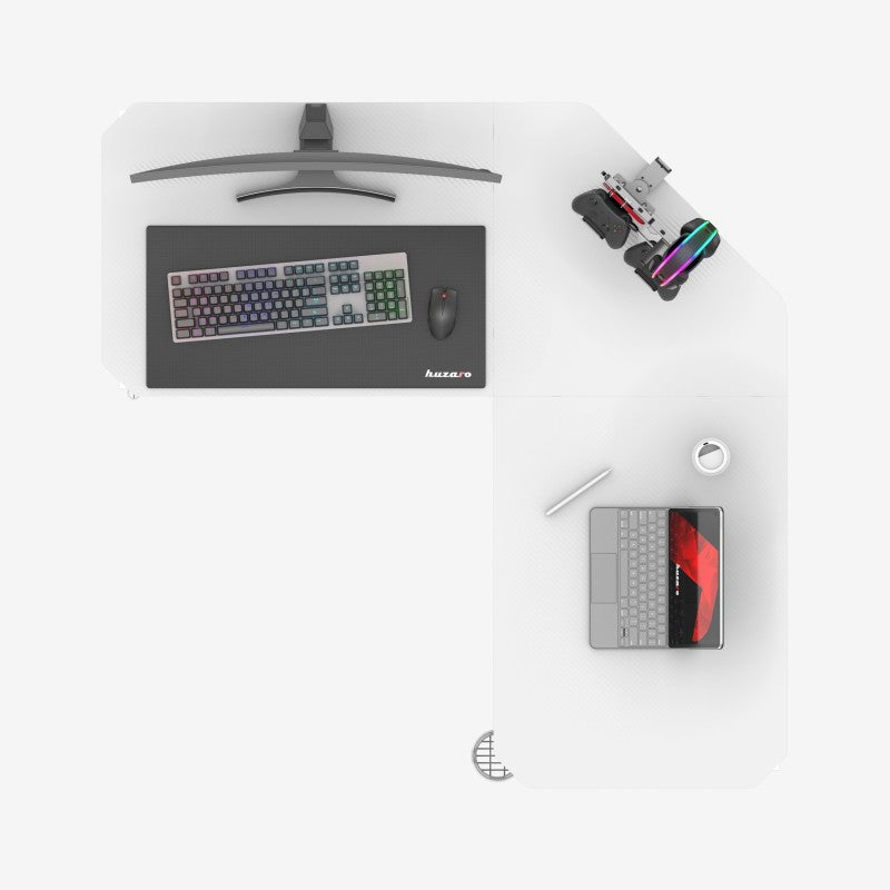 Huzaro Hero 7.3 White 140 cm adjustable corner gaming desk - image 16