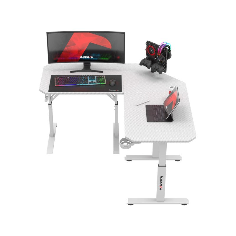 Huzaro Hero 7.3 White 140 cm adjustable corner gaming desk - image 18
