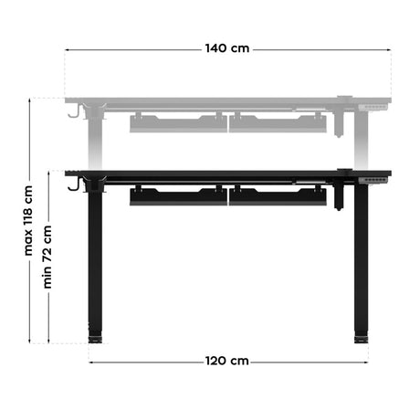 Huzaro Hero 8.7 RGB Black 140 cm electric gaming desk - image 10