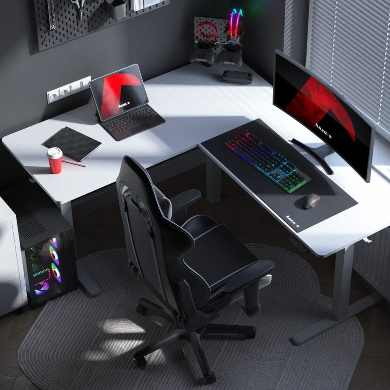 Huzaro Hero 9.5 White 160 cm electric corner gaming desk - image 3