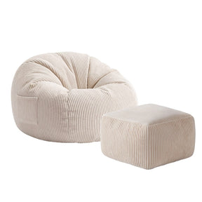Mark Adler Corduroy pouffe armchair with footrest Comfy 3.0 Beige - image 1