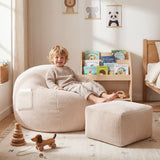 Mark Adler Corduroy pouffe armchair with footrest Comfy 3.0 Beige - image 8