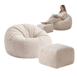 Mark Adler Corduroy pouffe armchair with footrest Comfy 3.0 Beige - image 9