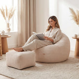 Mark Adler Corduroy pouffe armchair with footrest Comfy 3.0 Beige - image 10