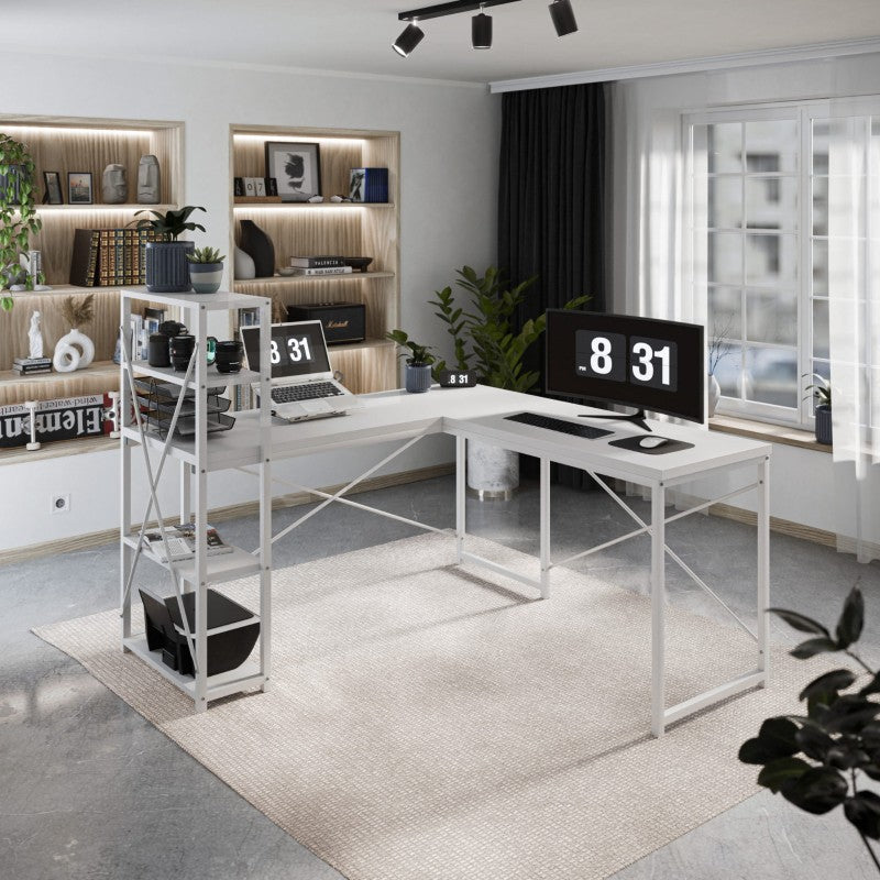 Mark Adler Corner desk with shelves Leader 5.9 White 145 cm - image 3