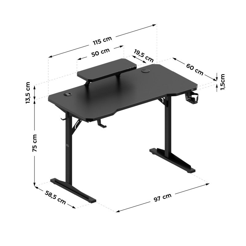 Mark Adler Leader 5.1 Black 115 cm computer desk with shelf - image 12