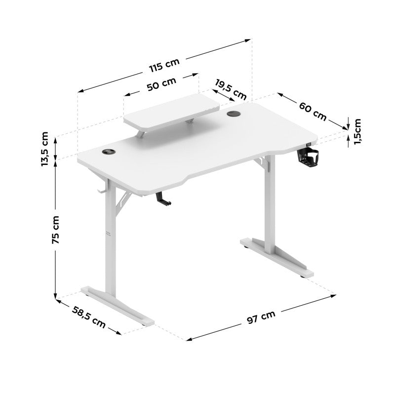 Mark Adler Leader 5.1 White 115 cm computer desk with shelf - image 11